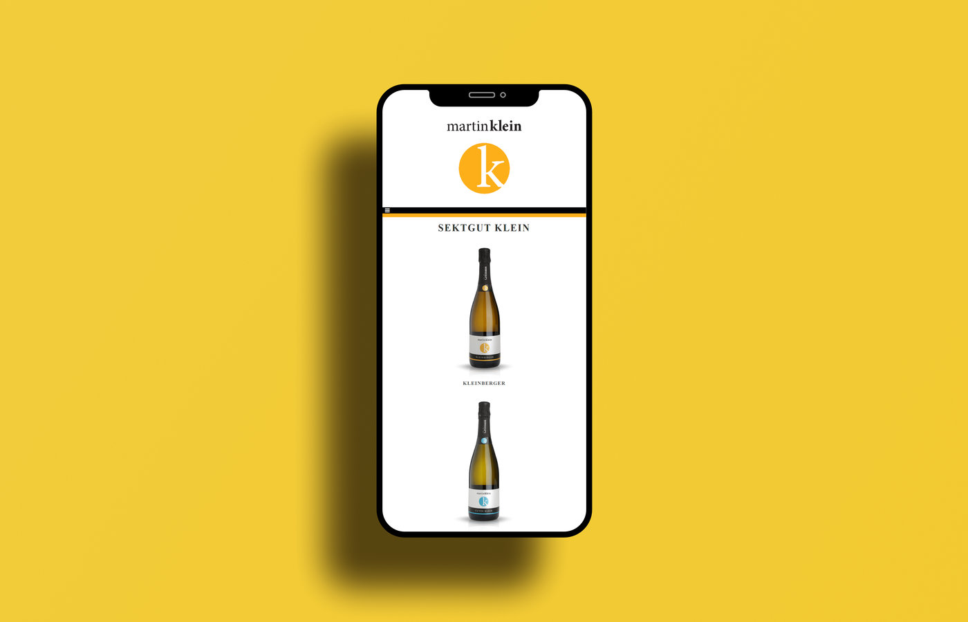 wwwland webdesign Trier Referenz, Homepgae Sektgut Klein in der Handy Ansicht